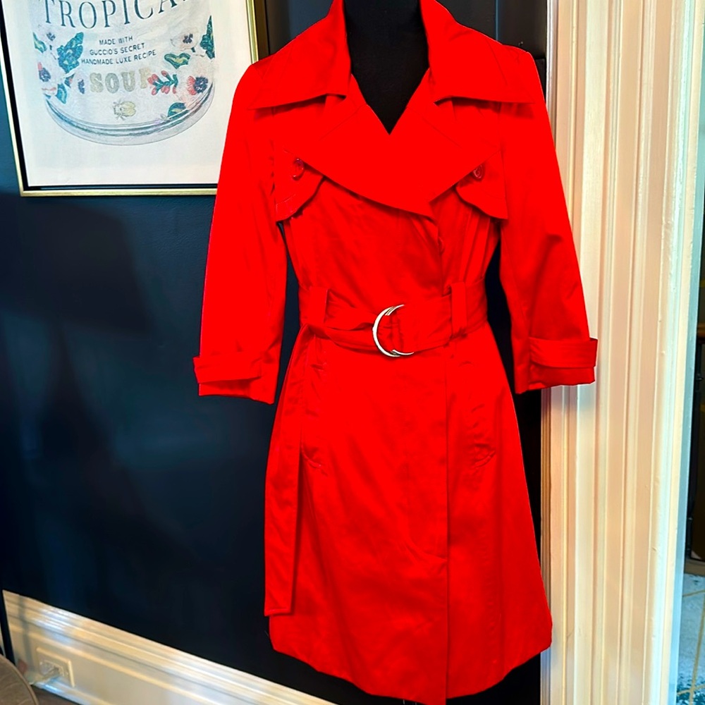 Women’s small red satin BEBE dress evening jacket